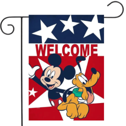 USA Mickey and Pluto Garden Flag