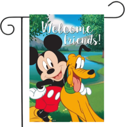 Mickey  & Pluto Welcome Friends Garden Flag