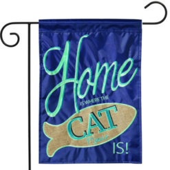 Home is Where the Cat Is Applique With Fish Treat Garden Flag