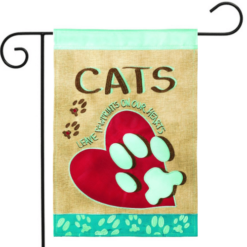 Cats Leave Pawprints On Our Hearts Burlap Garden Flag